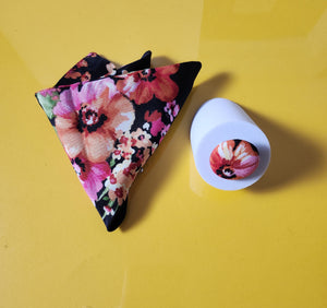 Floral Pocket Square and Buttton Lapel Pin