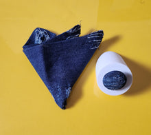 Load image into Gallery viewer, Distressed Denim Pocket Square and Button Lapel Pin
