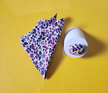 Load image into Gallery viewer, Shades of Purple Floral Pocket Square and Button Lapel Pin
