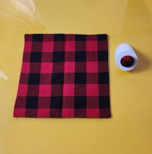 Load image into Gallery viewer, Buffalo Chk Pocket Square and Button Lapel Pin (Red/Black)
