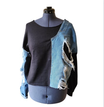 Load image into Gallery viewer, Upcycled Denim Pants Sweatshirt
