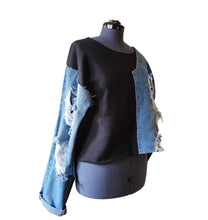 Load image into Gallery viewer, Upcycled Denim Pants Sweatshirt
