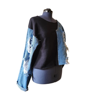 Upcycled Denim Pants Sweatshirt