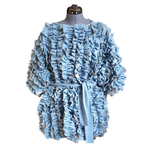 Light weight Denim Ruffle Jacket w/Belt