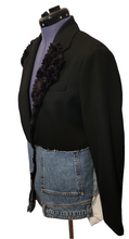 Load image into Gallery viewer, Black &amp; Denim Blazer with Rosettes
