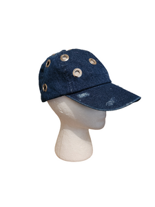 Denim Distressed Grommet Cap