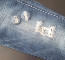 Load image into Gallery viewer, Custom Denim Distressed Earrings
