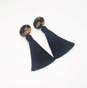 Leopard Black Tassel Earrings