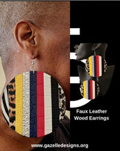 Load image into Gallery viewer, Faux Leather Wood Earrings
